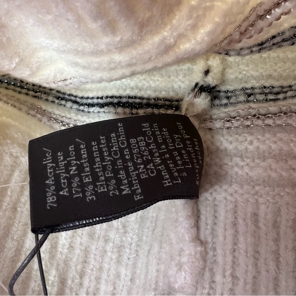Vince Camuto hat toque beanie knitted cream with metallic shimmer stripes NWT main image 5